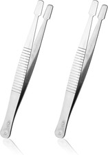 2pcs Stainless Steel Flat Tweezers for Stamp Collecting Scrapbooking Jewelry Cra