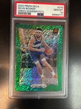 2023 Prizm DECA Devin Booker Green Shimmer FOTL PSA 10 09/12