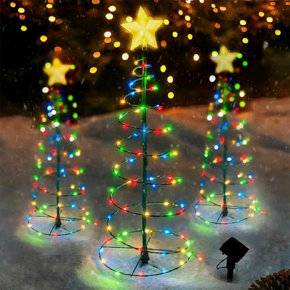 Outdoor christmas tree lights solar powered outlet