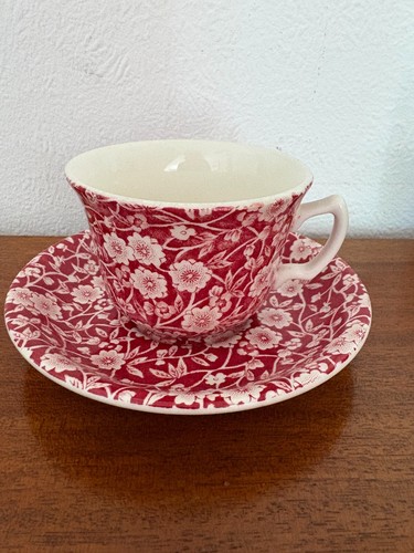 Burleigh Calico RED cup and saucer vgc