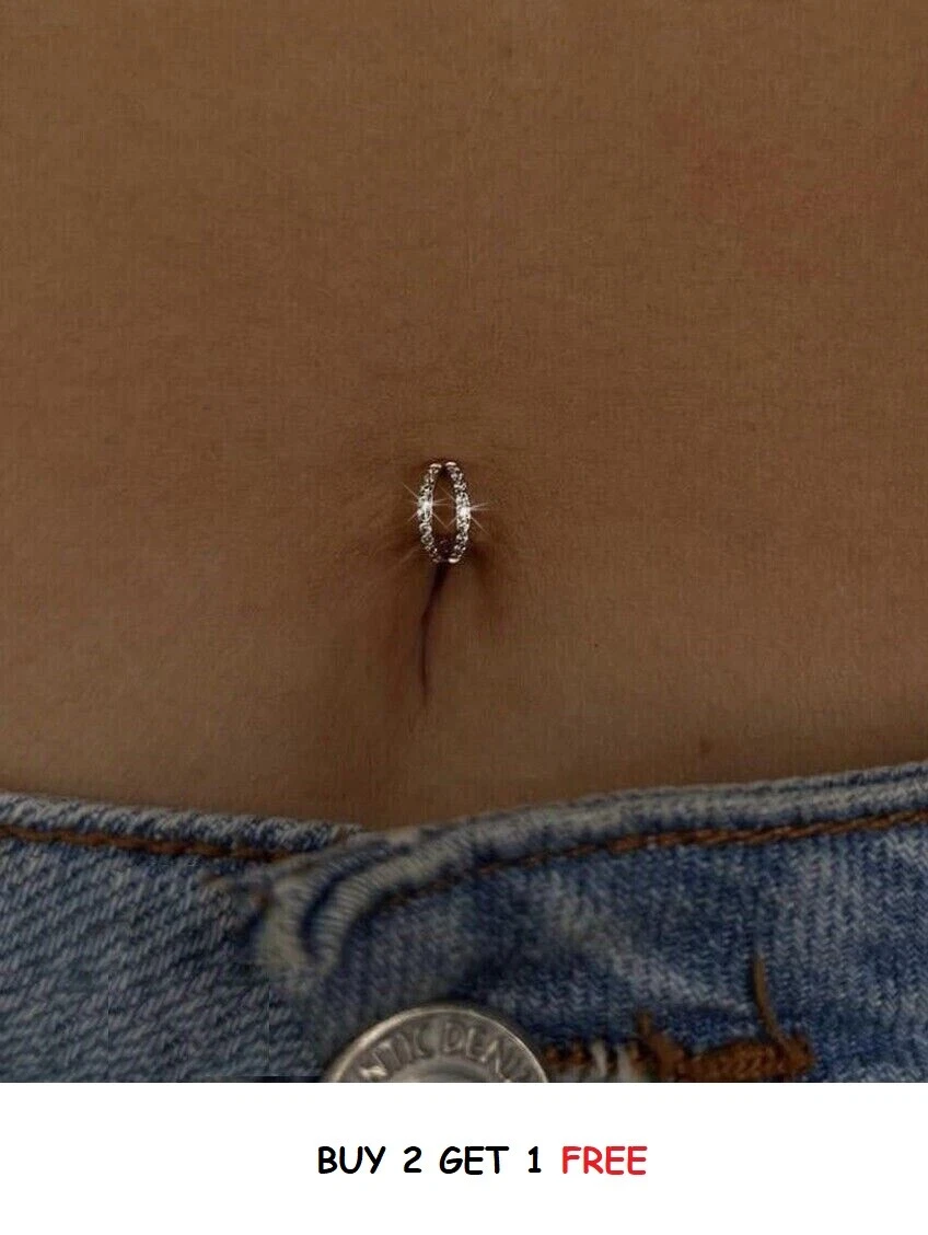 Belly Ring Navel Bar Hoop Khula Diamante Ring Hoop Stud Small Ring 8mm