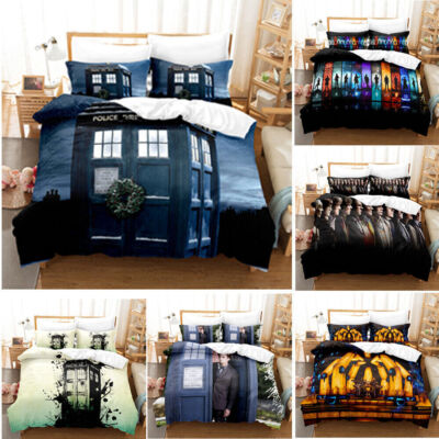 Cosplay Doctor Who 3D Bettbezug Bettwäsche Set POLICE BOX Kissenbezug 2/3Pcs