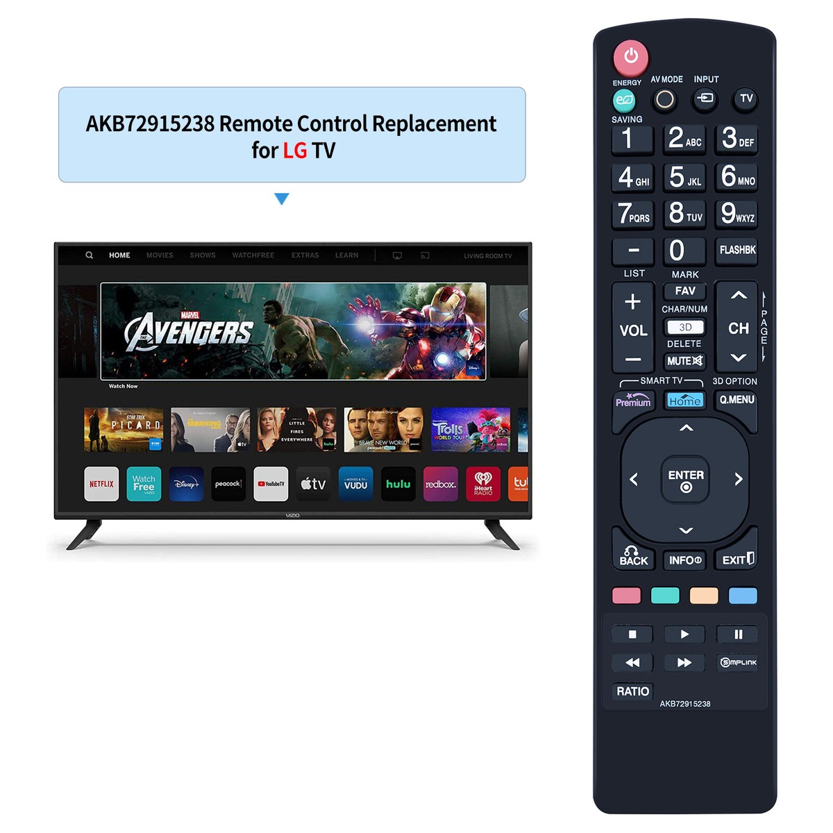 Telecomando AKB72915238 Telecomando 3D Sostitutivo Per TV LG - Modelli Compatibili 55LV3700, 42LV5400, 42LW5700, Codice AKB72915238 Cestello Inferiore Lavastoviglie Beko - Foto 2