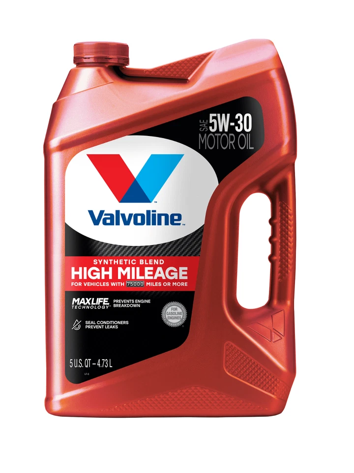 Paquete de 2 aceite de motor Valvoline alto kilometraje MaxLife 5W-30 mezcla sintética 5 cuartos de galón Foto 3 de 4