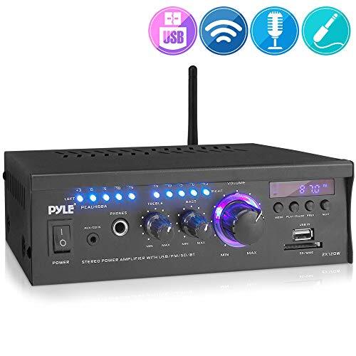 Pyle PCAU46BA Wireless Bluetooth LED Home Stereo Amplifier Receiver