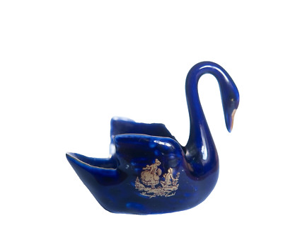 Limoges Kobaltblau Schwan Schmuck Schüssel Box