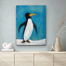 ELLIOTT Painting IMPRESSIONISM Collectible ORIGINAL Penguin Art SIGNED 6” X 8”