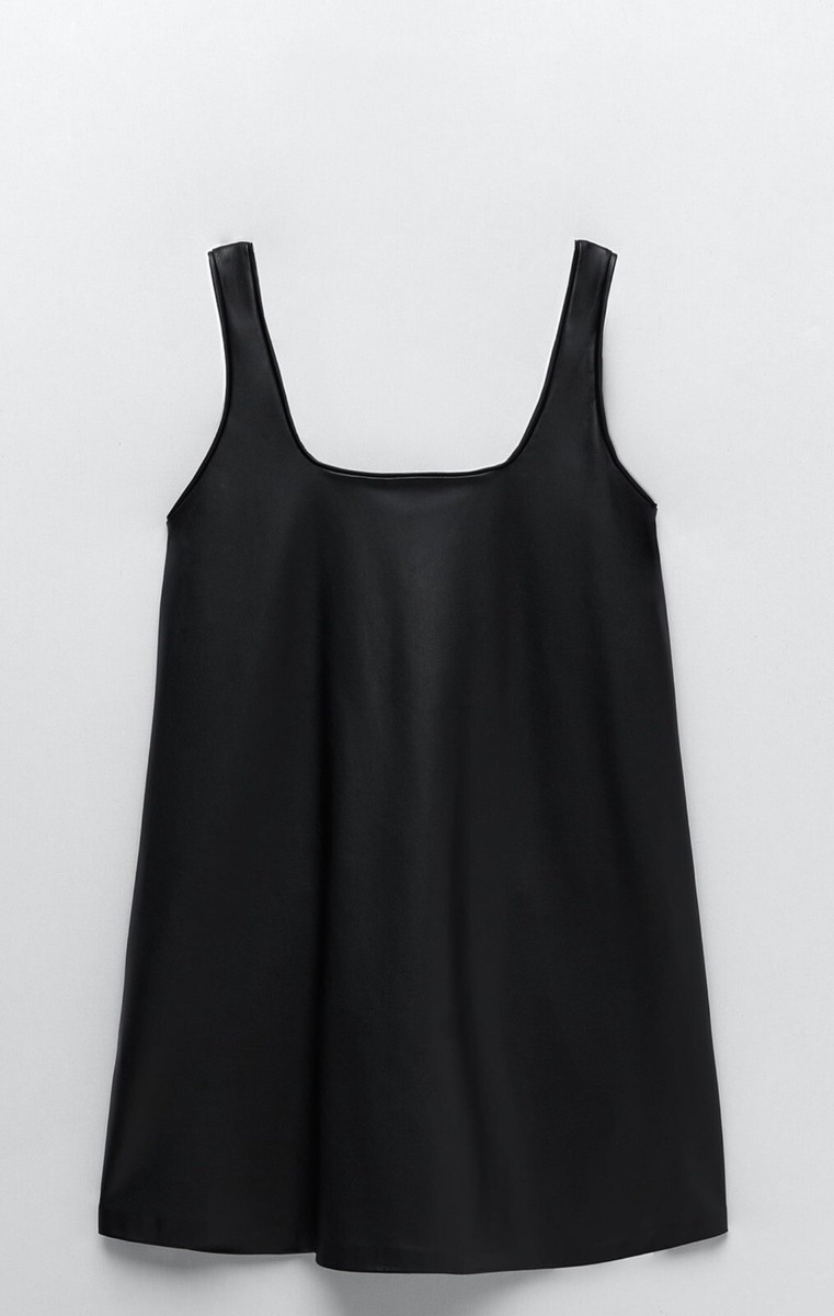ZARA FAUX LEATHER PINAFORE DRESS | eBay
