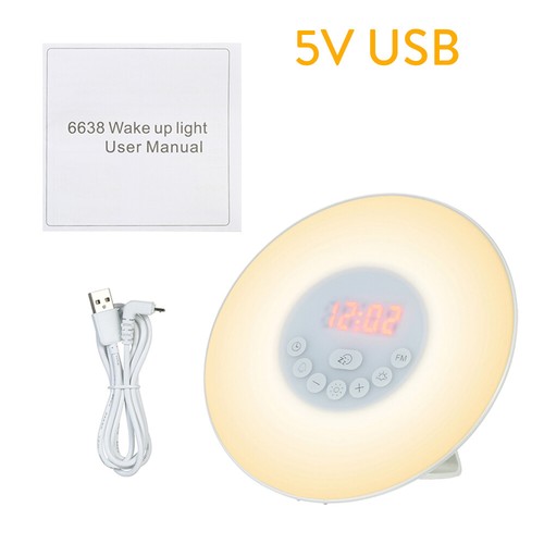 LED Digital Alarm Clock Sunrise Light Simulation Nature Sound Bedside Radio Lamp - Picture 15 of 15