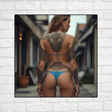 Pinup Girl Sticker Vinyl Decal Blonde Sexy Seductive Bikini Thong Tattoo