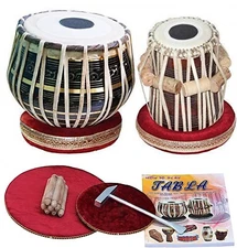 Tabla Drum Set, 3KG Black Brass Bayan, Finest Dayan with Book, Hammer