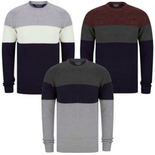 Image of Men's Jumper Colour Block Crew Neck Soft Knitted Sweater Pullover Sweatshirt Top