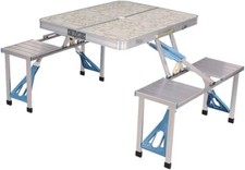 Set Tavolo Tavolino Pieghevole Pic Nic Campeggio Mare Alluminio Con 4 Sgabelli