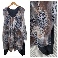 Pretty Angel Layered Silk Dress Size Small Animal Print Cheetah Flowy Flutter