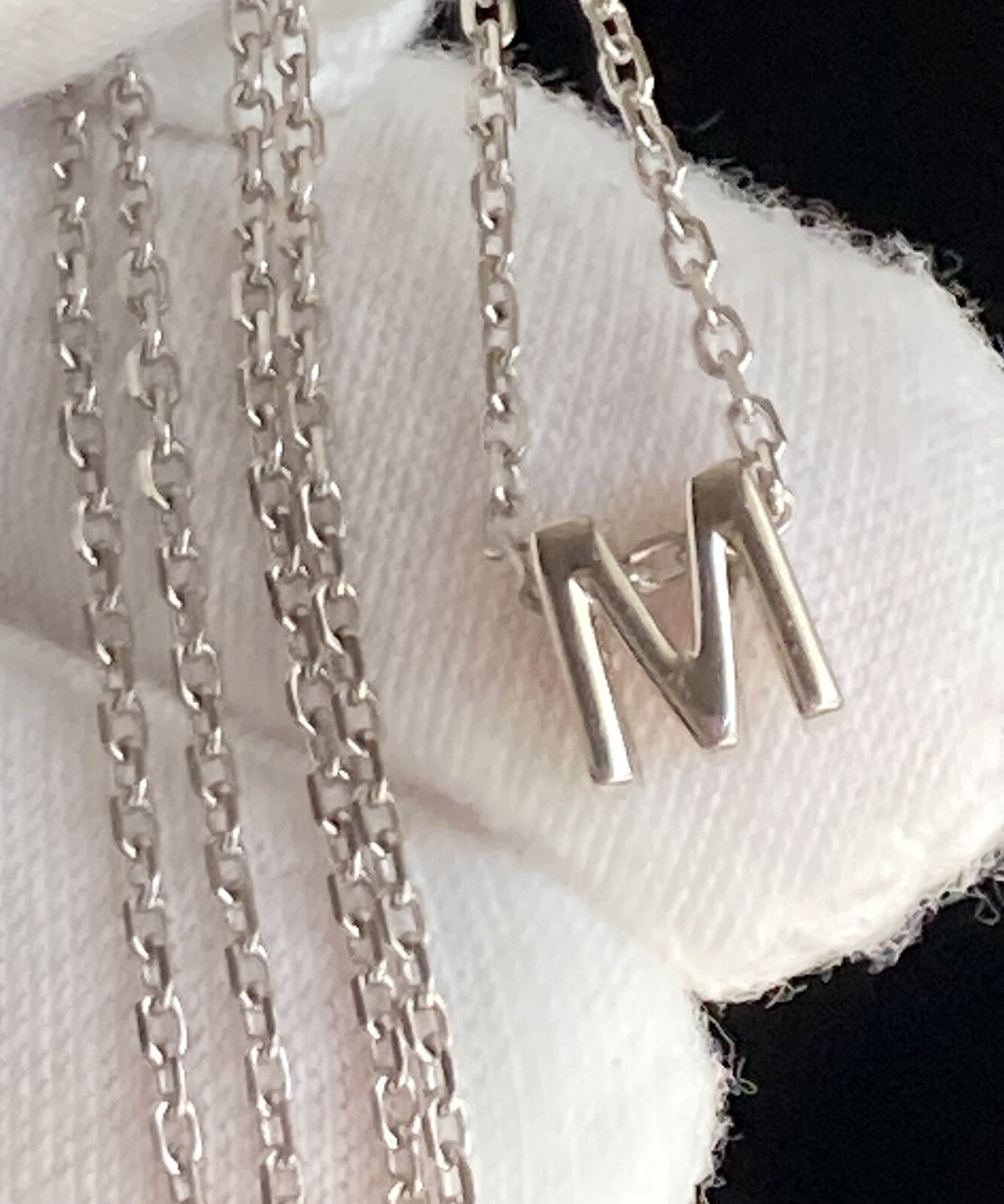 Sterling Silver M Initial Tiny Slide Pendant Char… - image 1