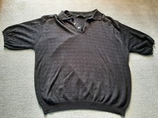 geoffrey beene mens Large L Black dress shirt short sleeve square pattern