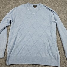 Dockers Sweater Mens Large Acrylic Argyle Light Blue Lightweight Longsleeve...
