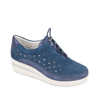 Sneakers Donna In Tela Valleverde - Scarpe Stringate Con Suola In Gomma, Tacco 5 Cm, Larghezza Normale, Casual E Comode - 2