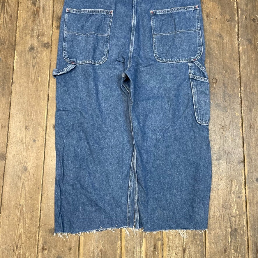Dickies Dungarees Denim Y2K Carpenter Workwear Overalls, Washed Blue, 38" image 6