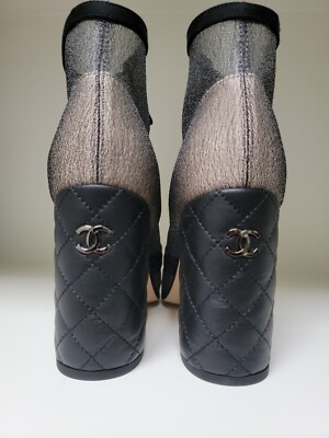 Authentic Chanel Mesh Boots Booties Grey/Black Size 41 | eBay