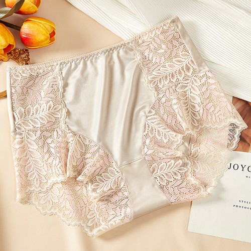 Women Silky Satin Knickers Panties Lace High Waist Brief Underwear Sexy UK - Picture 23 of 57