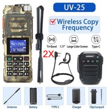 BAOFENG UV-25 WALKIE TALKIE LONG RANGE TRI-POWER TWO WAY RADIO BLUETOOTH MIC 2PC