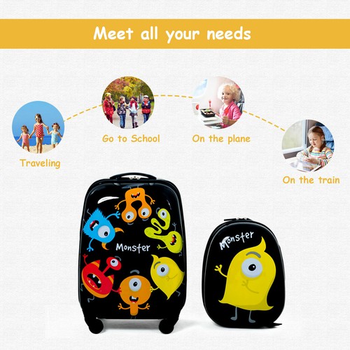 2PC Kids Luggage Set 16"/18"Suitcase+13"Backpack Carry On Bag Travel Cover Gif - Picture 48 of 86