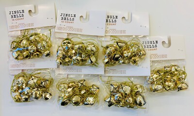 7 Pks of 10 Gold Finish Jingle Bells Asstd Sizes Xmas DIY Craft Project Jewelry 