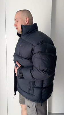 Men's Vintage NIKE Y2K Down Puffer Jacket Coat Black RARE Size XXL