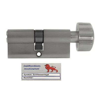 LÖWEN SICHERHEIT 1x Knaufzylinder 70 mm 35/35 +5 Schlüssel Verschiedenschließend mit Codekarte