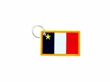 Porte cle cles clef brode patch ecusson badge drapeau acadie acadien canada