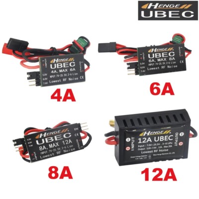 4A/6A/8A/12A HENGE UBEC Output 5V/6V/7.4V Input 7V-25.5V 2-6S Lipo Battery