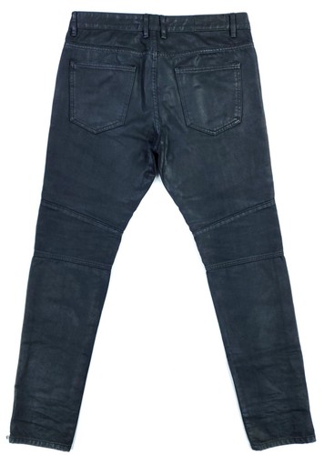 Pantalones de mezclilla ajustados de diseñador recubiertos de motociclista 34 x 34 embellecedores para hombre - Imagen 9 de 13