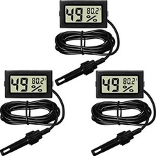 Mini Digital Temperature Humidity Meters Gauge with Probe Gauge LCD Black 3