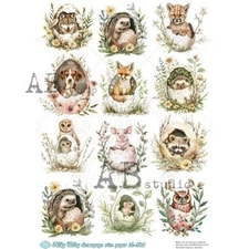 Hatching Wildlife | A4 Rice Paper | Paper for Decoupage | AB Studios