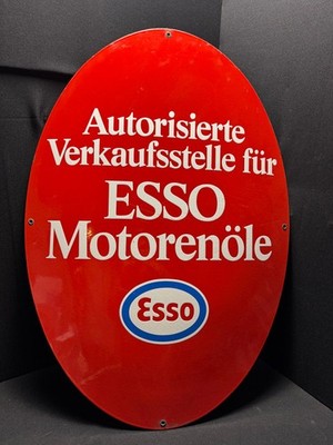 Autorisierte Verkaufsstelle Esso Motorenöle 84 x 60 cm - Emailschild um 1965