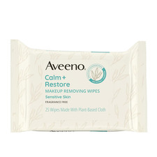Aveeno Calm  Restore Unscented Makeup Remover Wipes with Oat Extract, 25 Ct
