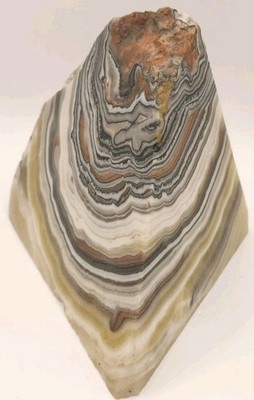 2 Lb 3oz Zebra Calcite Volcano/Pyramid Lace Agate Type Bands & Color Wrap  UV+ 
