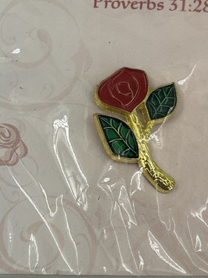 NEW God Bless MOM Rose Pin ''Her Children arise Up, and call Her Blessed'' Proverb