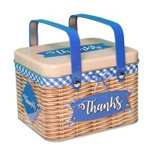 Image of Cookie Tin Storage Container Rustic Countertop Canister Snack Jar Tinplate Box