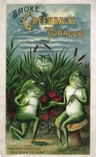 GREENBACK TOBACCO STORE SIGN-"somebody's looking love-pull down the blind"