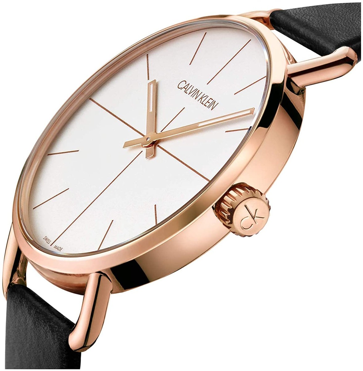 Mens Wristwatch CK CALVIN KLEIN EVEN K7B216C6 Leather Black Gold 