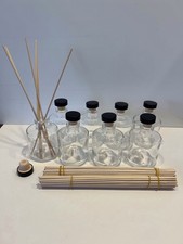 Glass Reed Diffuser Round Bottle Set Of 8 Clear 6 Oz With Lids  Reeds New