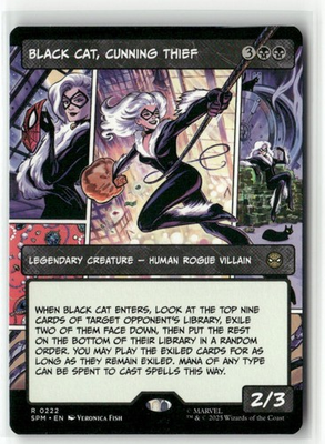 #ad MTG Black Cat Cunning Thief 0222 Reg Borderless Marvel#x27;s Spider Man NM SPM $2.24