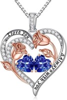 Halskette 925 Sterling Silber Herz AnhäNger Mit Geburtsstein Damen Geschenk