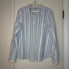 Blair Medium Striped Button Down Shirt Long Sleeve Cotton Casual Blue