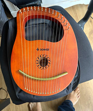 Donner DLS-10 10-String Lyre Harp Brown Wood w/ Bag, Wrench, Strings Manual