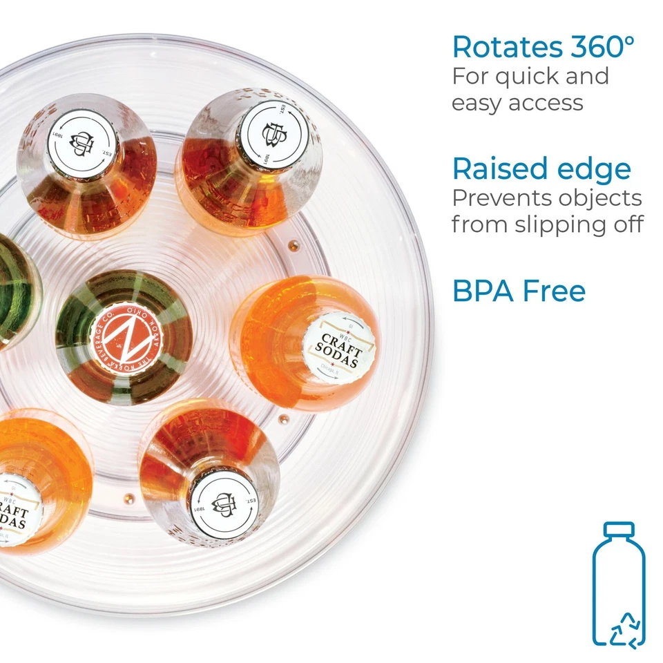 11 Inch Clear Plastic Lazy Susan Spinner Kitchen Storage Organizer - Image 3 of 4