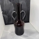 12” HAND BLOWN BLENKO?  GLASS VASE GORGEOUS PURPLE WITH APPLIED DOUBLE HANDLES