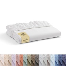 100 Cotton Percale Weave Fitted Sheet Full Size White 1 Deep Pocket Fitted S...
